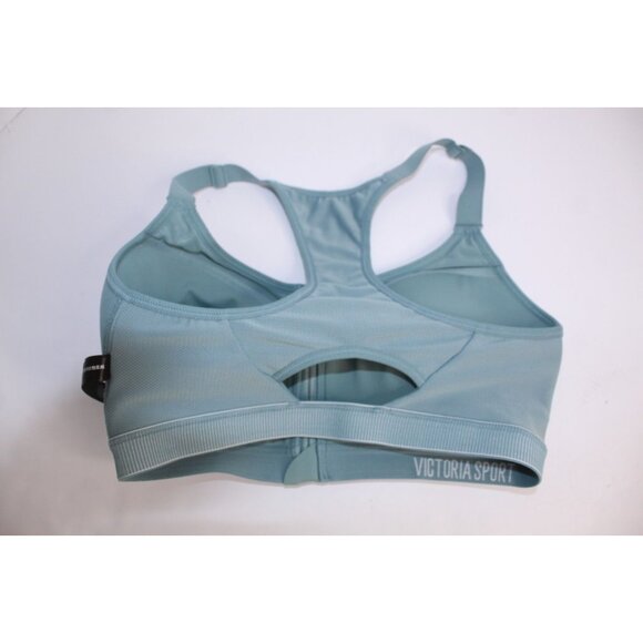 Victoria Sport Sports Bra 32 D Blue Green Zipper Front Workout Yoga Athletic - Picture 12 of 13